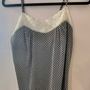 Black and White Polka Dot Lace Trim Cami